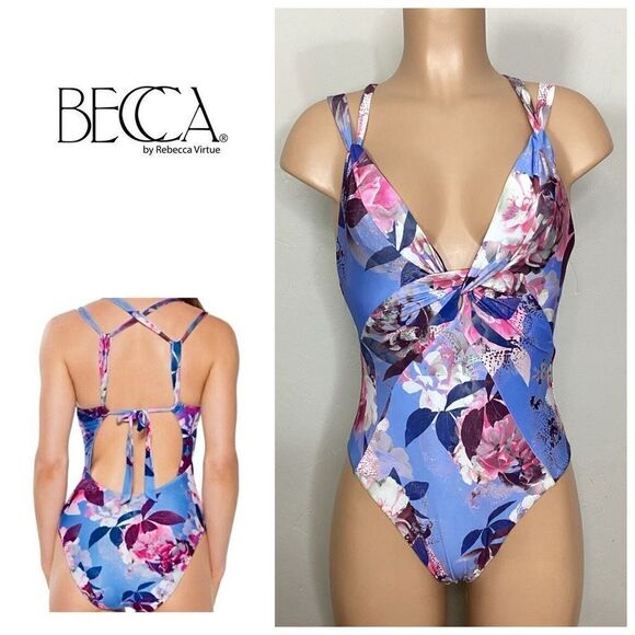 New. BECCA floral swimsuit. Small. Retails $149 - Picture 1 of 11